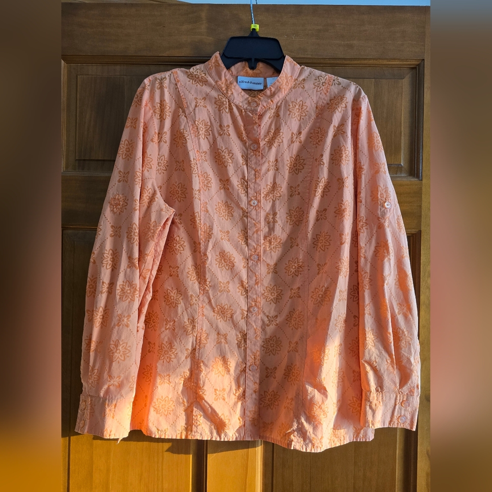 Alfred Dunner Peach Floral Blouse